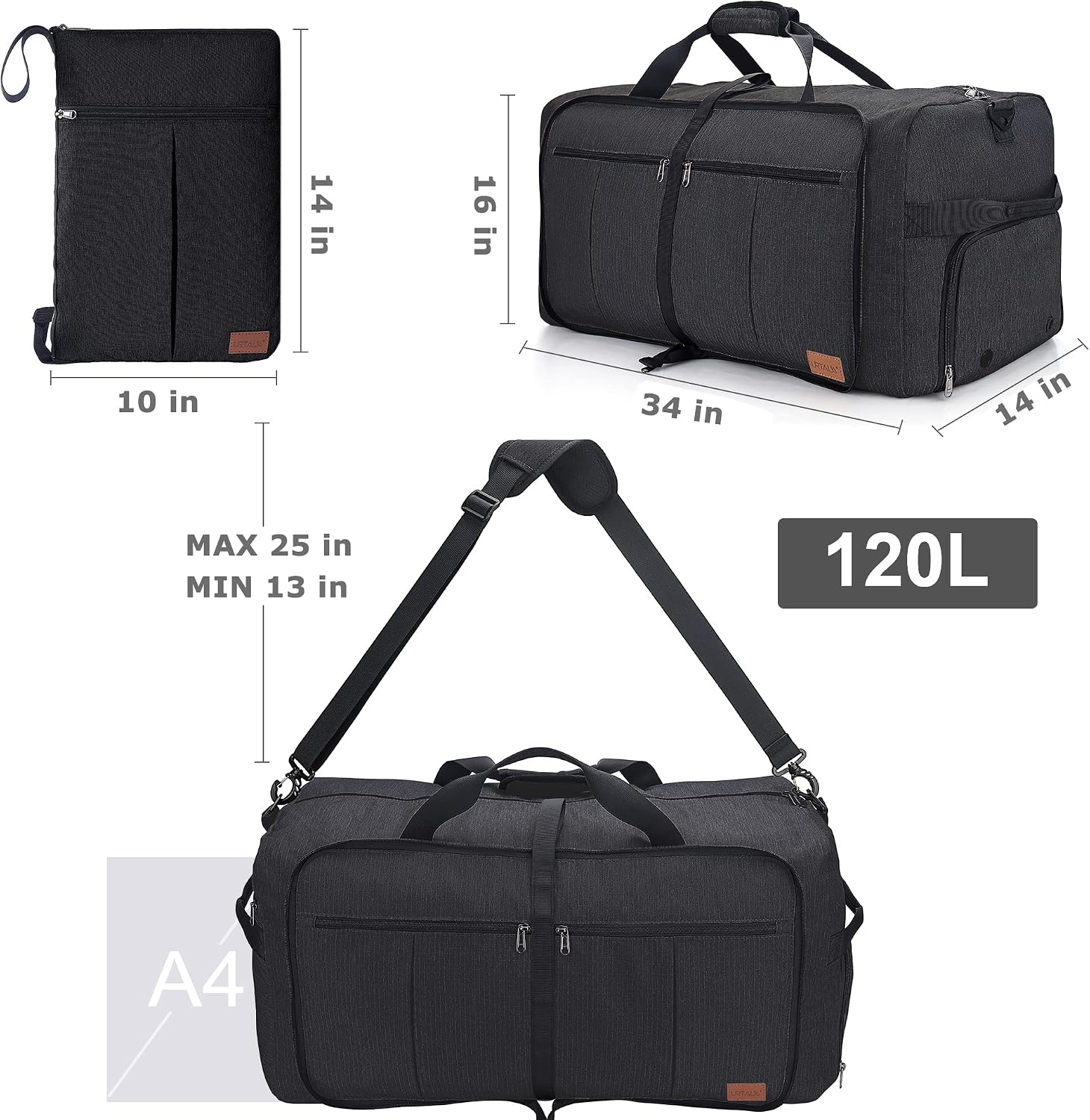 120L Foldable Collapsible Waterproof Travel Duffel Bag for Men and Women - Image 8
