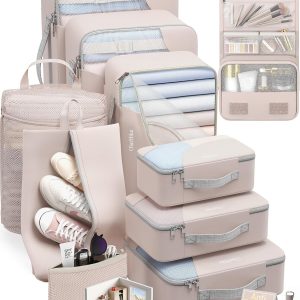10 Set Packing Cubes for Travel, Gifts for Women Mom,Anti-Tearing Suitcase Organizer for Luggage with Shoe & Hanging Toiletry Bag,OlarHike Vacation Essentials & Accessories for Cruise Ship