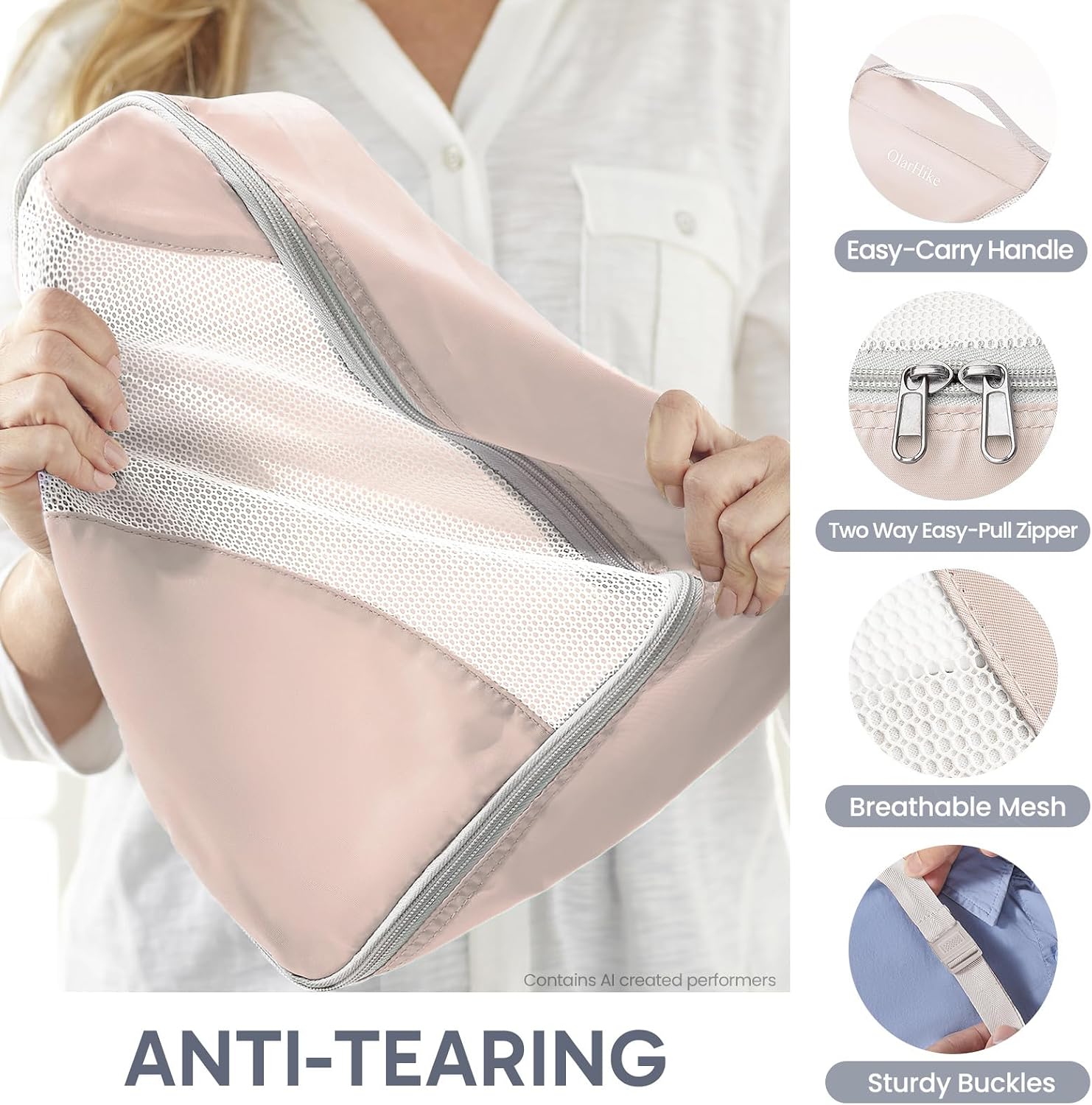10 Set Packing Cubes for Travel, Gifts for Women Mom,Anti-Tearing Suitcase Organizer for Luggage with Shoe & Hanging Toiletry Bag,OlarHike Vacation Essentials & Accessories for Cruise Ship - Image 5