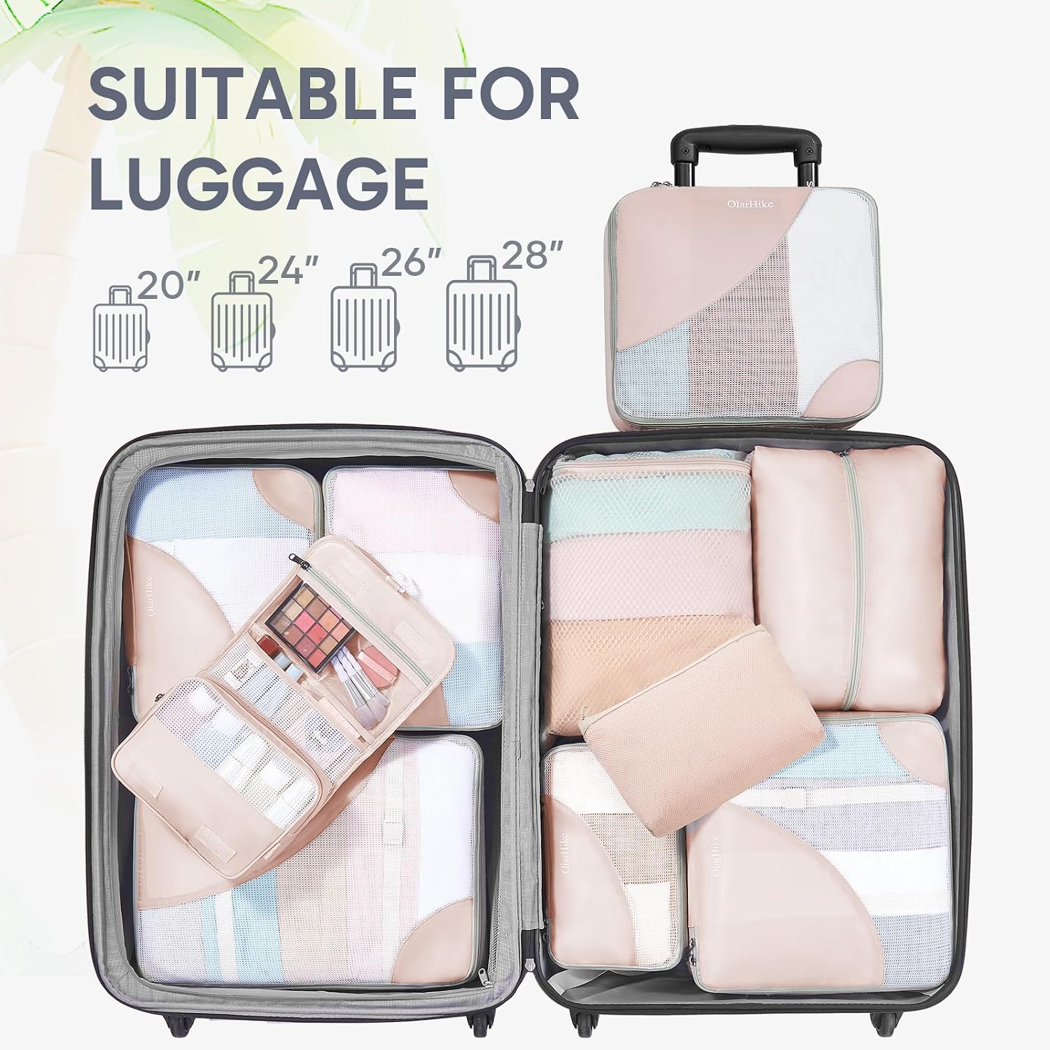 10 Set Packing Cubes for Travel, Gifts for Women Mom,Anti-Tearing Suitcase Organizer for Luggage with Shoe & Hanging Toiletry Bag,OlarHike Vacation Essentials & Accessories for Cruise Ship - Image 7