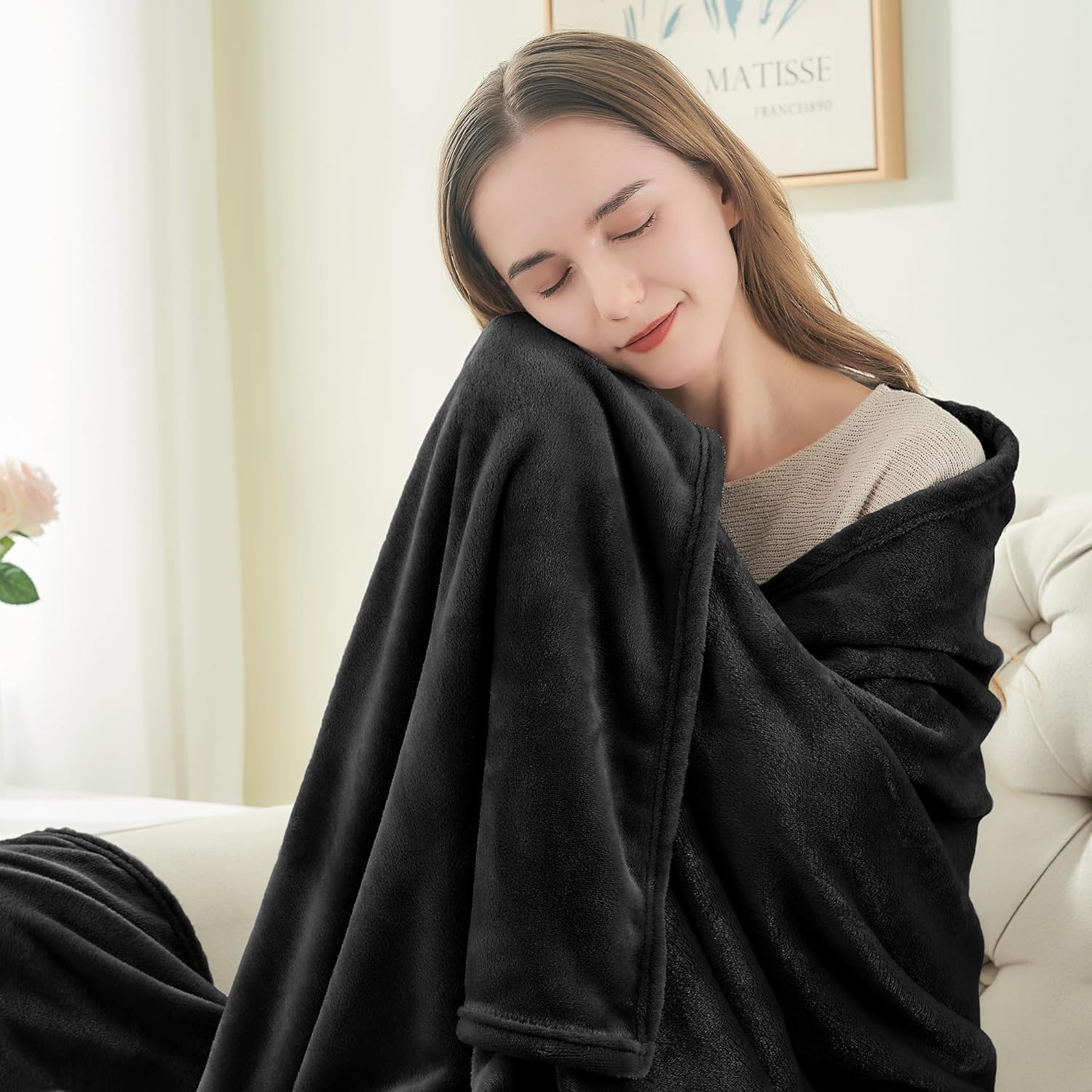 BEDELITE Fleece Blanket Soft Plush Throw for Couch Black 50"x60" - Image 3
